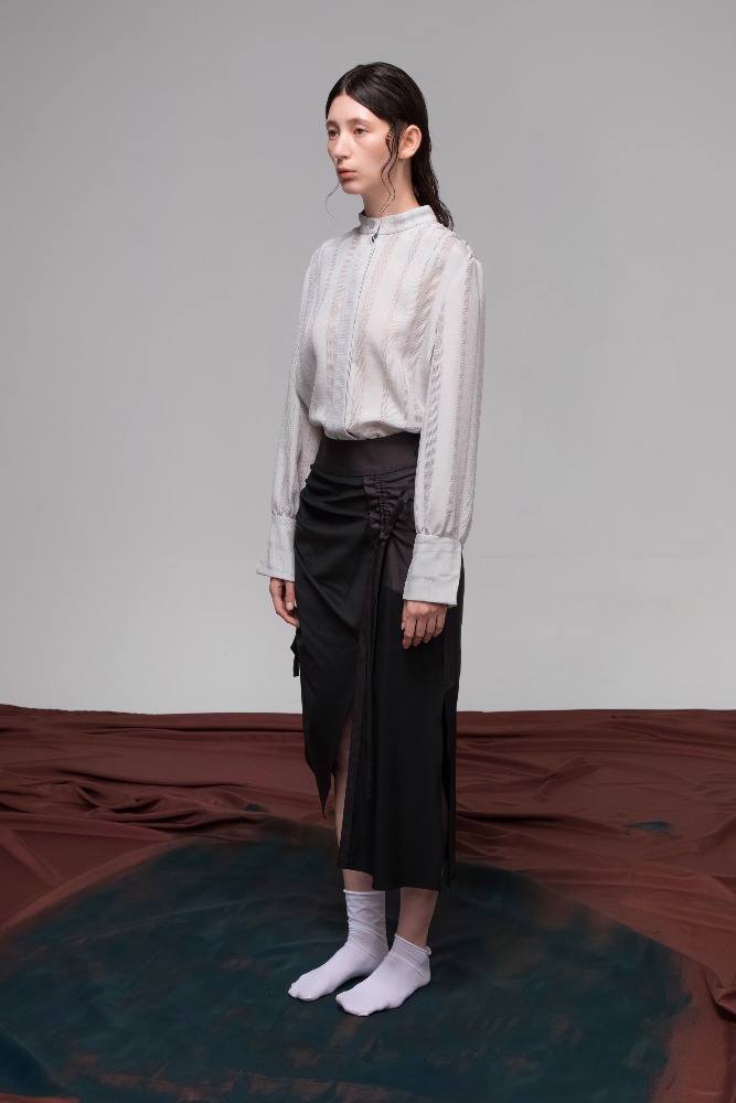 Black Panel Drawstring Skirt [주문제작] [Made-to-Order]